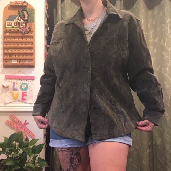 Forest Green Leather Jacket - Picture 5 of 8